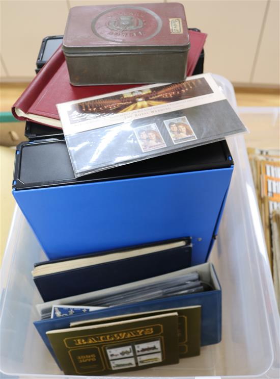 A collection of stamps including 6 albums and first day covers